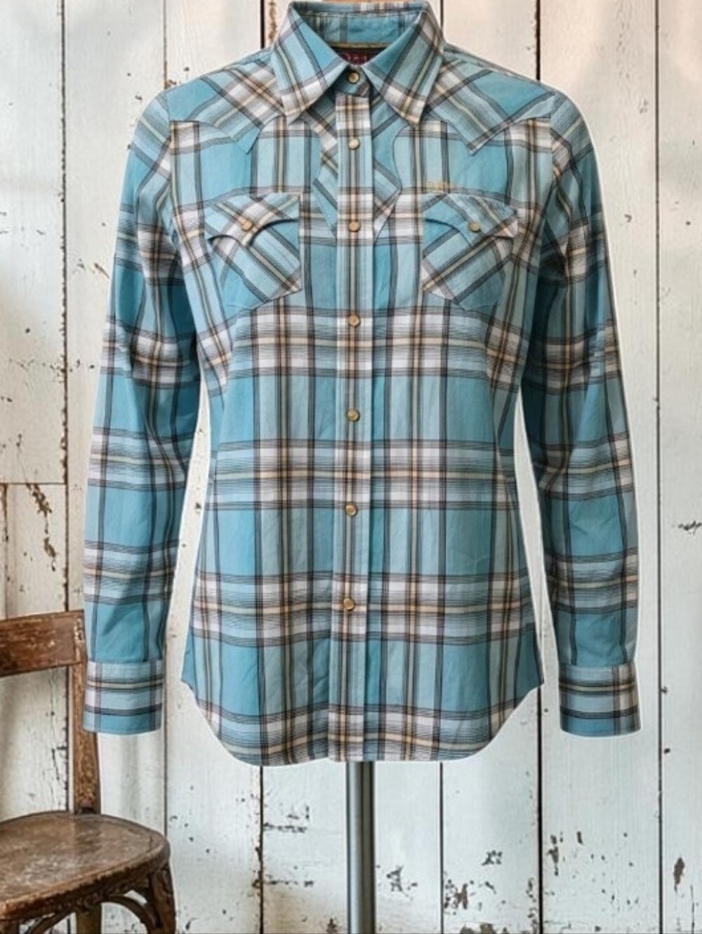 Cruel Girl  Lightweight Plaid Snap  Button-Up Shirt - Blue